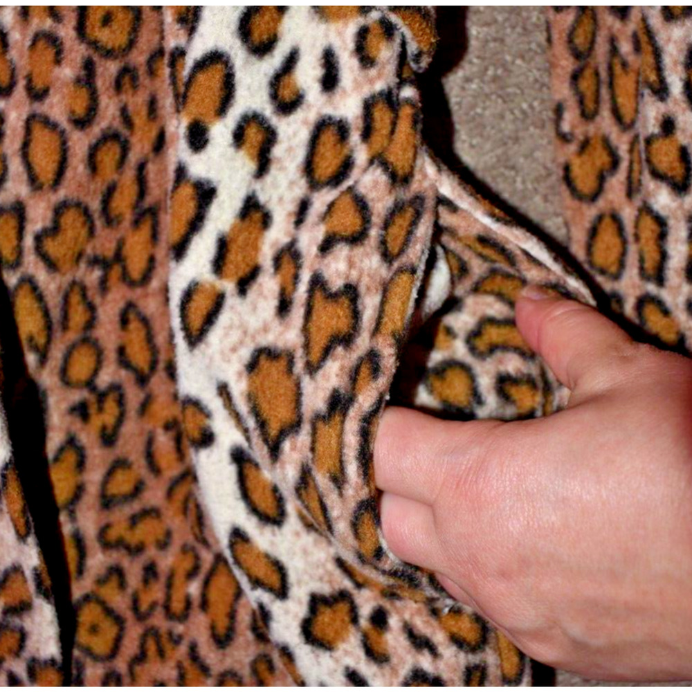 VTG Intimates By Rag Leopard Print Short Robe w/Pockets & Belt | Medium - Picture 3 of 5